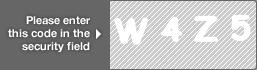 captcha code for visual authentication  letter W number 4 letter Z number 5